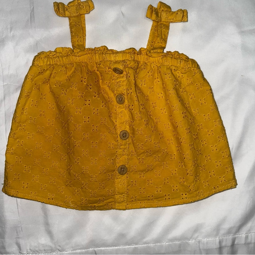 Wonder Nation Mustard Eyelet Top
